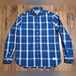 Penfield Men's Button Down Shirt Classic Fit Blue Check Size Large